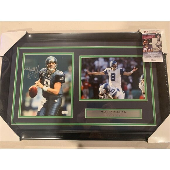 Matt Hasselbeck autograph signed Seattle Seahawks 8x10 photo collage framed JSA - Picture 1 of 6